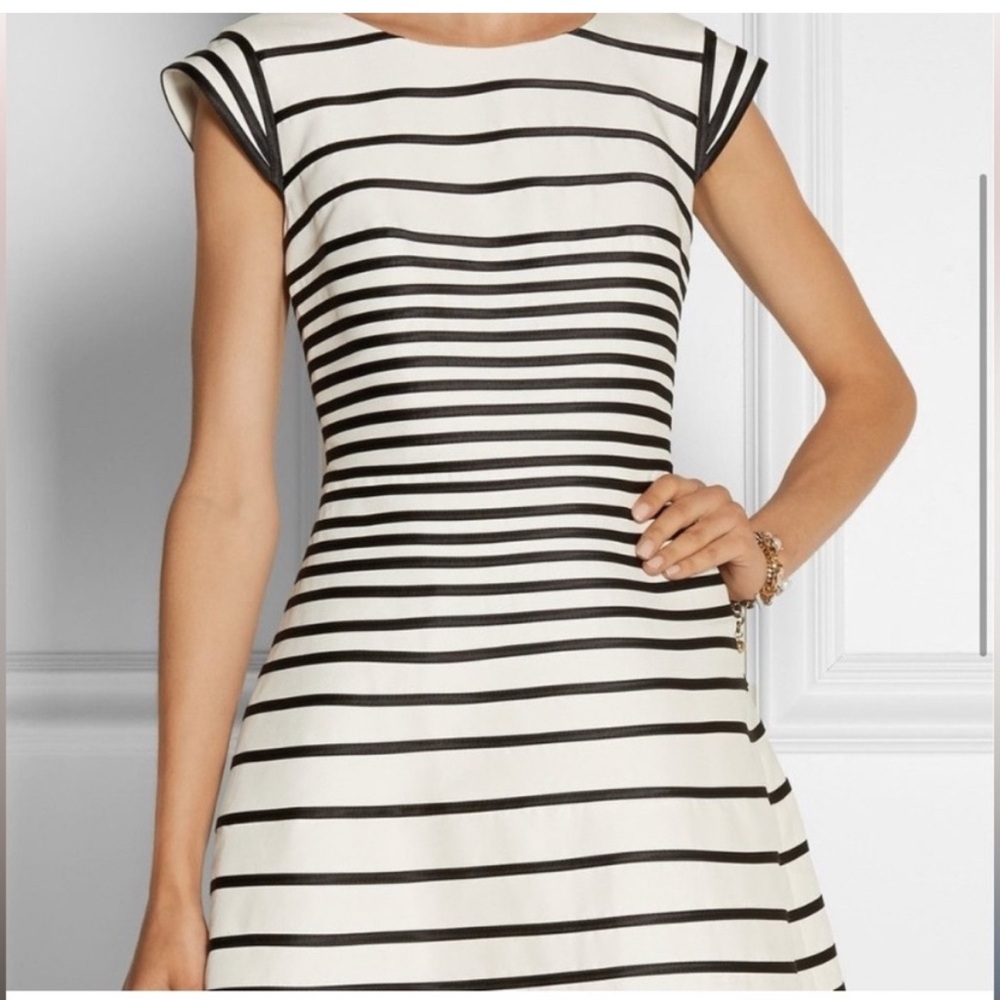 Halston Heritage Black and White Fit and Flare Mini Dress